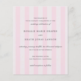 Modern rosa randig elegant budget bröllopsinbjudan flygblad