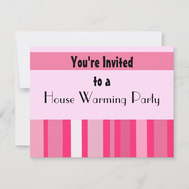 Modern Rosa Randig Husvärmningsparty Inbjudningar (Framsida)