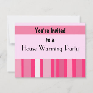Modern Rosa Randig Husvärmningsparty Inbjudningar
