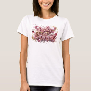 Modern Rosa READY SET DRINK 3D Text Konst T Shirt