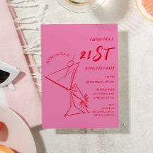 Modern Rosa Red 21:a födelsedagsinbjudan