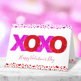 Modern Rosa Red Bold XOXO Alla hjärtans dagar Helgkort