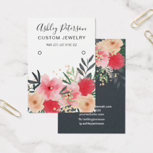 Modern rosa Red grönt blommigt guld öring visning Visitkort