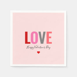 Modern Rosa Red Heart Valentines day Party Papper Pappersservett