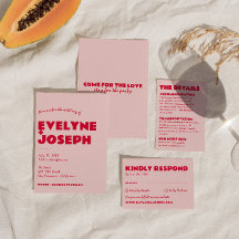 Modern Rosa Red Retro Fold Funky Unik Bröllop