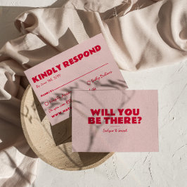 Modern Rosa & Red Retro-Roligt, fetstil, unikt Brö OSA Kort