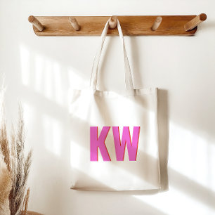 Modern Rosa Red Shadow Monogram-Personlig Tygkasse