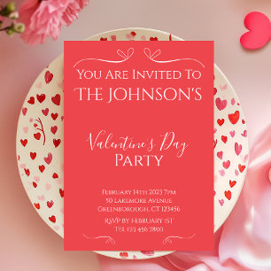 Modern Rosa Red Valentines day Party-inbjudan Inbjudningar