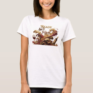 Modern Rosa REDO SET VIN Konstnärligt Motiv T Shirt