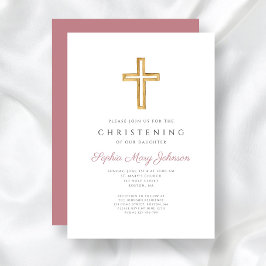 Modern Rosa Religiösa Kor Girl Christening Inbjudningar