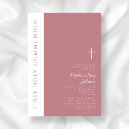 Modern Rosa Religiösa Kor Girl First Communion Inbjudningar