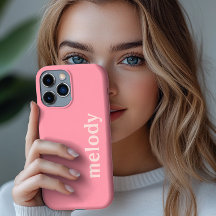 Modern rosa rod namne iPhone-fodral
