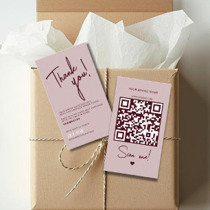 Modern rosa röd order tack QR-kod Visitkort