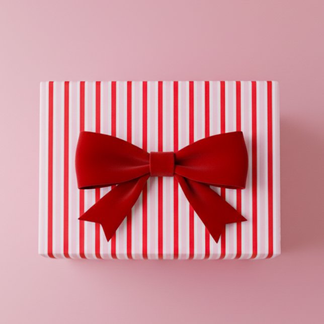 Modern Rosa Röda Ränder Jul Presentpapper (Skapare uppladdad)