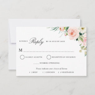 modern rosa rodnad blomster måltid val RSVP-kort OSA Kort