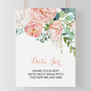 Modern Rosa Rodnad Tropisk Blommig Datum Järnskylt Poster