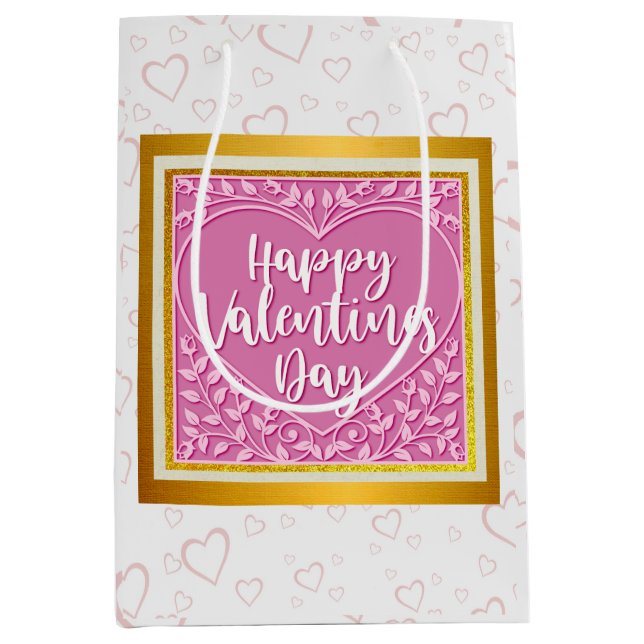 Modern Rosa ros Blommigt Heart Romantiska Valentin (Framsidan)