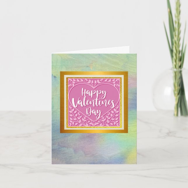 Modern Rosa ros Blommigt Heart Romantiska Valentin Inbjudan (Framsida)