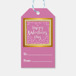 Modern Rosa ros Blommigt Heart Romantiska Valentin Presentetikett