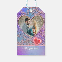 Modern Rosa ros Blommigt Heart Romantiska Valentin Presentetikett