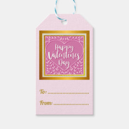 Modern Rosa ros Blommigt Heart Romantiska Valentin Presentetikett