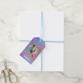 Modern Rosa ros Blommigt Heart Romantiska Valentin Presentetikett