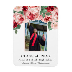 Modern, Rosa ros blommigt studenten meddelande M Magnet