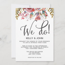 Modern Rosa ros-Blommigt Vi bjuder in bröllop Inbjudningar