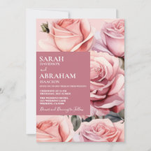 Modern Rosa ros bröllopsinbjudan