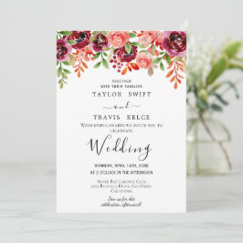 Modern Rosa ros bröllopsinbjudan Inbjudningar