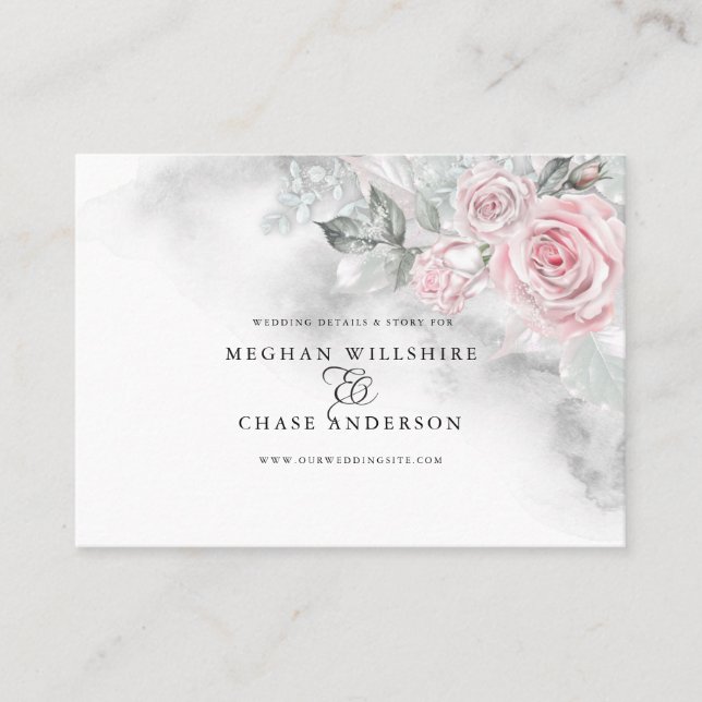 Modern Rosa ros Grått Watercolor BarefootBride™ Visitkort (Framsida)