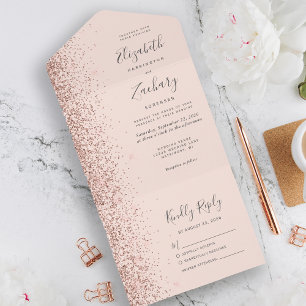 Modern Rosa ros Guld Glitter Bröllop