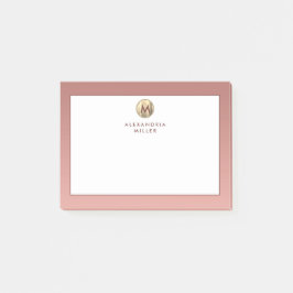 Modern Rosa ros Guld Monogram Post-it Block