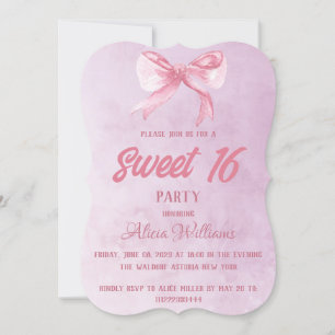 Modern Rosa ros Sweet sixteen 16-årsdagen Inbjudningar
