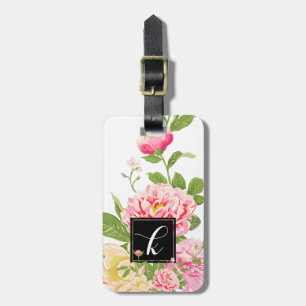 Modern Rosa ros Watercolor Illustration Bagagebricka