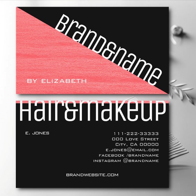 Modern Rosa Rosé Black Triangle Two Färgad Visitkort (Skapare uppladdad)