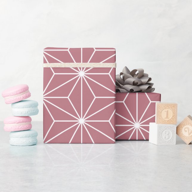 Modern rosa roséguld japansk geometrisk mönster presentpapper (Baby Shower)