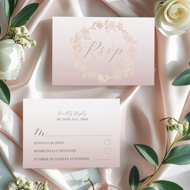Modern Rosa RSVP Kalligrafi Bröllopskort OSA Kort (Skapare uppladdad)