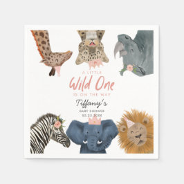 Modern Rosa Safari Animals Baby Shower Napkins Pappersservett