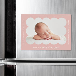 Modern Rosa Scalloped Photo Birth