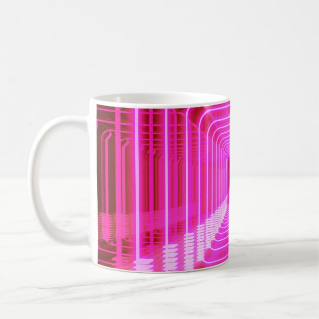 Modern rosa sci fi pop-art kaffemugg (Vänster)