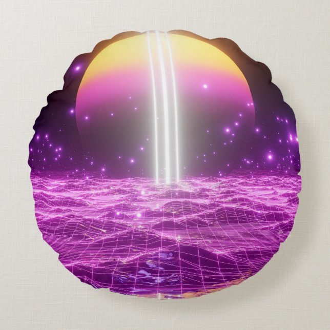 Modern rosa sci fi pop sci sci3 rund kudde (Framsidan)