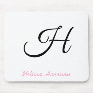 Modern Rosa Script Black Initial Monogram Namn Musmatta