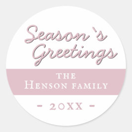 Modern Rosa Season Hälsning-skript Helgdag Runt Klistermärke
