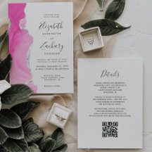 Modern Rosa Silver Agat QR-kod Bröllop