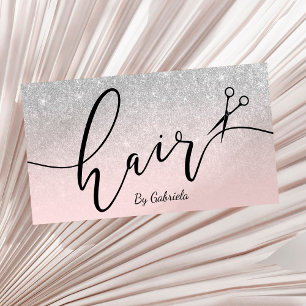 Modern rosa silver glitter-saxar visitkort