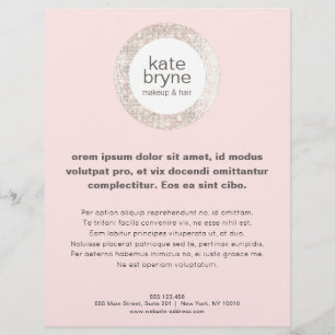 Modern Rosa Silver Sequins Hair Salon Reklamblad