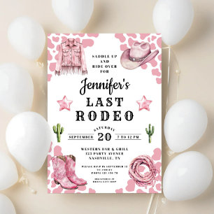 Modern Rosa Sista Rodeo Möhippa Inbjudningar