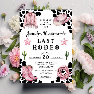 Modern Rosa Sista Rodeo Möhippa Inbjudningar