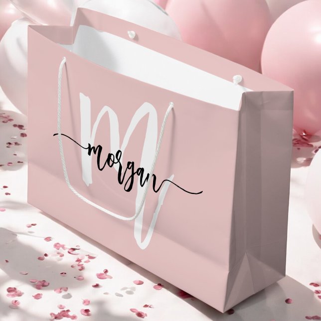 Modern  Rosa-skript i Monogram Snyggt (Skapare uppladdad)